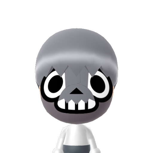 gray skull Mii character: this mii was uploaded already but when took it turned gray and that made me think of he-man when he says by the power of gray skull your find skull in trending