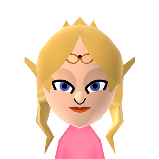PrncsZelda Mii character: The princess from the Zelda series, typically rescued by Link.