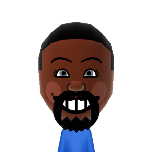Chris Rock Mii character: One of the most popular and funny stand-up comedians striking his trademark wide-eyed and toothy grin.