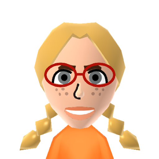 Eliza T.B Mii character: From "The Wild Thornberries" on Nickelodeon. She goes on adventures to save animals with her secret powers which allow her to talk to animals, while her parents go off to catch footage of animals for their TV show.