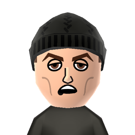 RockyBlboa Mii character: Boxer from Rocky movies as he appears when training. Played by Sylvester Stallone.
