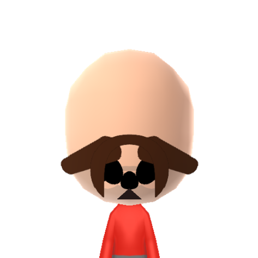 Chien Mii character: At the bottom of this Mii's head is a cute little dog.