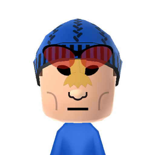 BlueFalcon Mii character: Superhero from the Hanna-Barbera cartoon "Dynomutt, Dog Wonder."