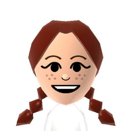Wendy Mii character: This is a Mii uploaded for the 3DS version and distributed by Mii Central for both the 3DS and Switch versions of Miitopia.