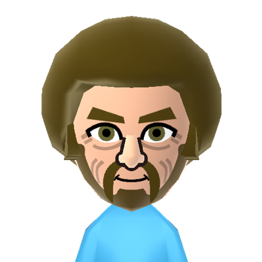 Bob Ross Mii character: Painter and TV personality known for his many years as host on the TV art show "The Joy of Painting".