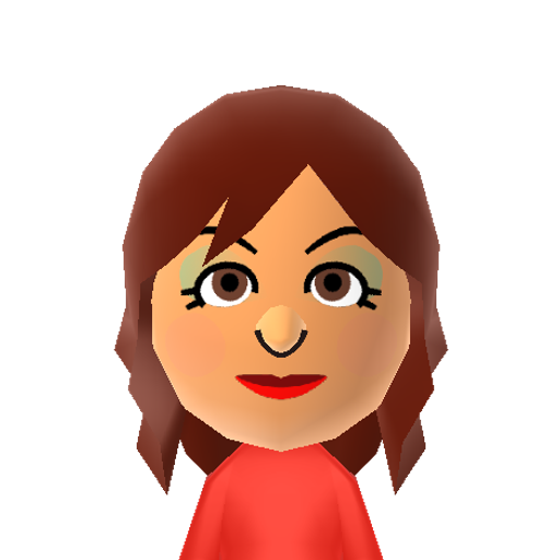 Scarlett Mii character: A Mii from Jackson's WSR Mod, a mod for Wii Sports Resort.
