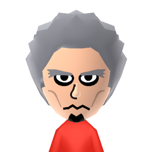 collector  Mii character: The space collector from the 2014 movie "Guardians of the Galaxy". Played by Benicio Del Toro.