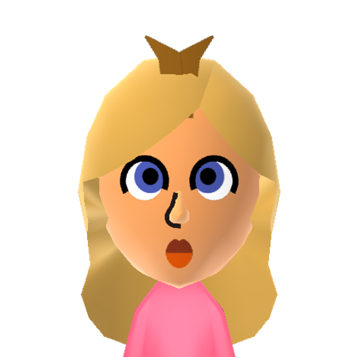 Peach Mii character: Princess from many Mario games.