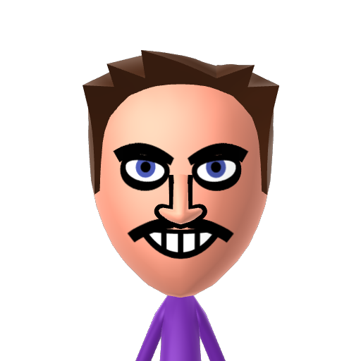 Waluigi Mii character: A Mii from Wii Sports Resort: Meme Squad, a mod for Wii Sports Resort