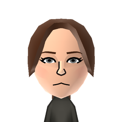 Katniss Mii character: Jennifer Lawrence's character in the Hunger Games movies. She won the 74th and 76th Hunger Games, along with her partner Peeta.