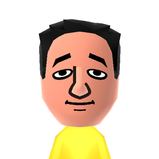 おわらいげいにん10 Mii character: A Mii from the Tomodachi Collection New Life Original Mii Masterpiece.