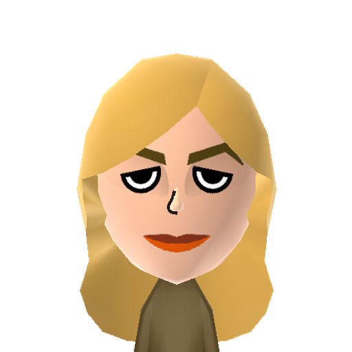 Lauren B Mii character: Husky-voiced sultry actress from film noir, broadway, and classic cinema. She was married to Humphrey Bogart.