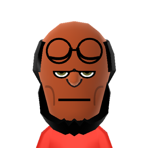 Hellboy Mii character: A comic book and movie character created by Mike Mignola. Hellboy is a demon who works as a cigar smoking, trench coat wearing fighter of supernatural threats. He files down his horns to fit in with humans. Played in the films by Ron Perlman.