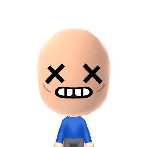 ??? Mii character: This is an unlockable character from the game "The Binding of Isaac". His skin is blue in the game.