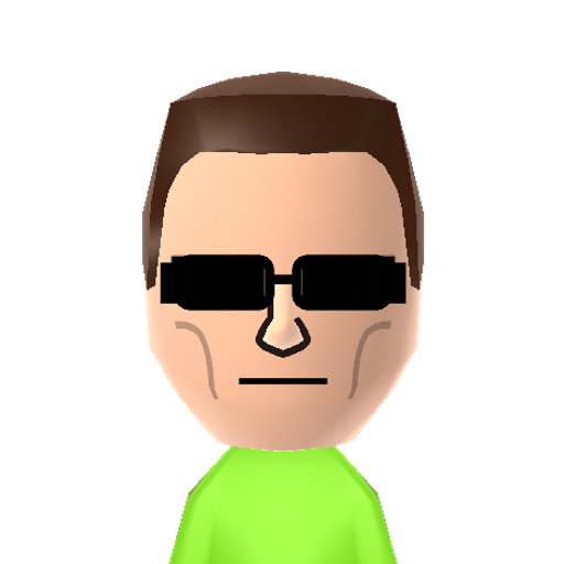 Terminator Mii character: This is a Mii uploaded for the 3DS version and distributed by Mii Central for both the 3DS and Switch versions of Miitopia.