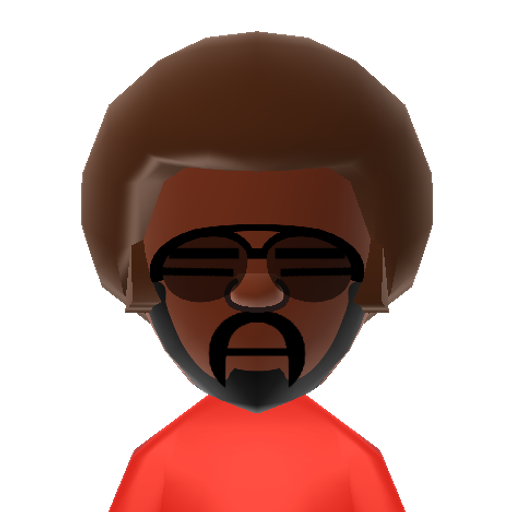 Ice Cub3 Mii character: This is the famous rapper also known for his roles in "Anaconda", "First Sunday", and "Barbershop".