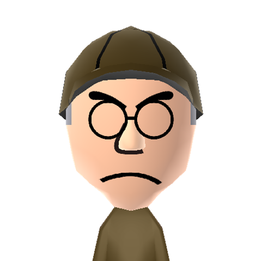 Eustace Mii character: The bad tempered farmer from "Courage the Cowardly Dog". He's in love with his truck. "Ooga booga booga!"