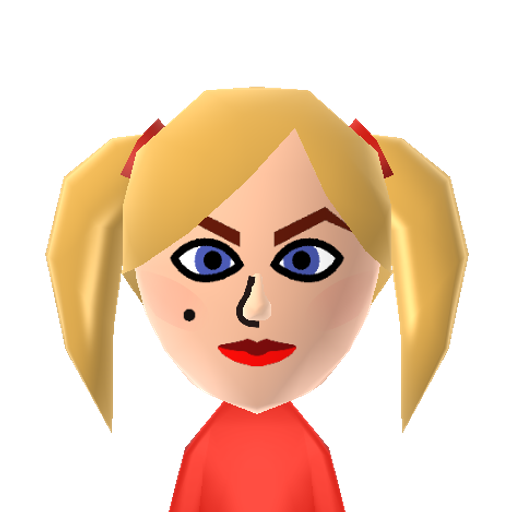 Harley.Q Mii character: She is from DC comics. A enemy to Batman and a lover for The Joker. She is also in the 2016 movie "Suicide Squad".