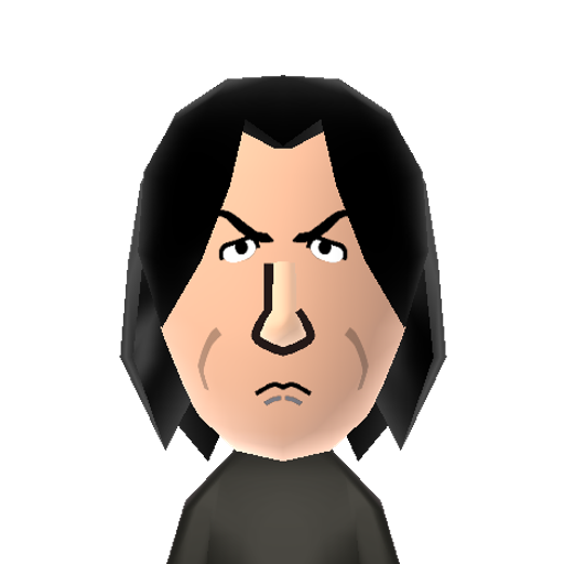 S. Snape Mii character: Head of the House of Slytherin and professor of Potions and later the Dark Arts from the "Harry Potter" series. Played by "Alan Rickman".