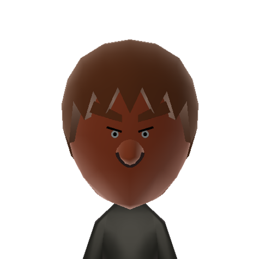 Bomb Bird Mii character: The bomb bird who blows up when you touch him from the popular app "Angry Birds".