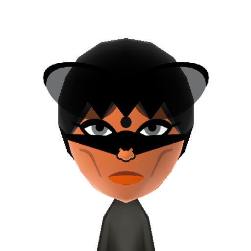 Catwoman Mii character: Jewel thief and cat burglar from Batman, as played by Halle Berry.