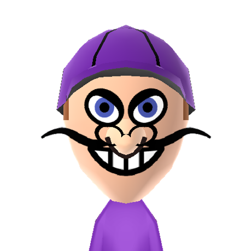 Waluigi Mii character: This is a Mii uploaded for the 3DS version and distributed by Mii Central for both the 3DS and Switch versions of Miitopia.