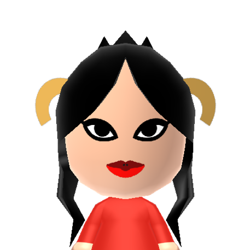 Damara Mii character: Pre-scratch troll from "Homestuck". Has burgundy blood, and bears the aries symbol.