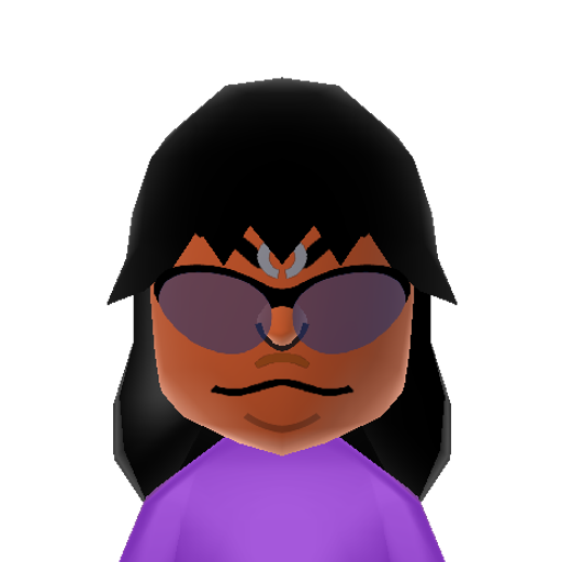 Sugilite Mii character: The fused form of the Crystal Gems Garnet and Amethyst from the show "Steven Universe".