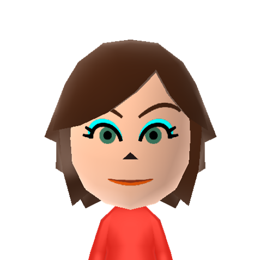 Amy Rose Mii character: Amy Rose the Hedgehog(?) (Hair and eyebrows should be pink, eyes are greener) Sourced from https://www.tumblr.com/auroraknux/163963081601/
