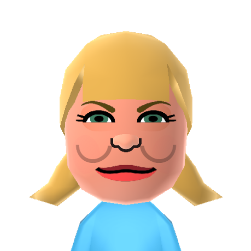 Sally 3rd Mii character: Character from the classic sitcom "3rd Rock from the Sun". Played by the actress Kristen Johnston.