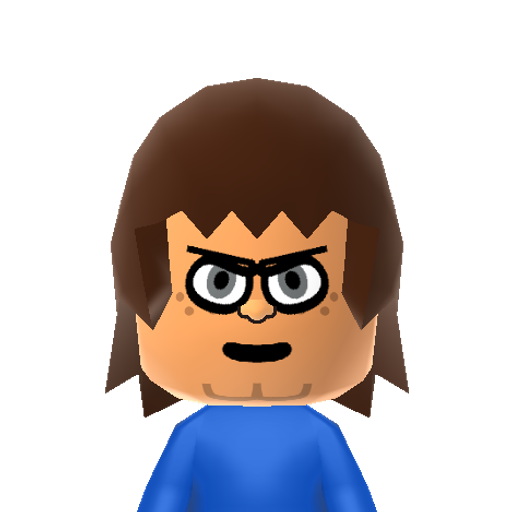Muscle Man Mii character: From "Regular Show", Mitch "Muscle Man" Sorrenstein is the groundskeeper who's catchphrase (that answers a "Who else" question) is "My Mom!"