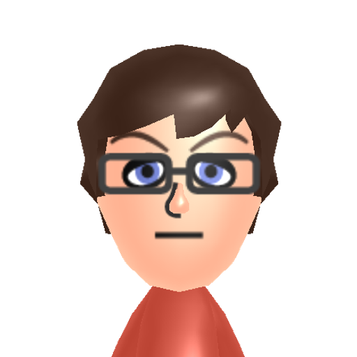 Scott Mii character: A Mii from Drr Hkjigh, a mod for Wii Sports. Appears to be Scott the Woz's Mii.