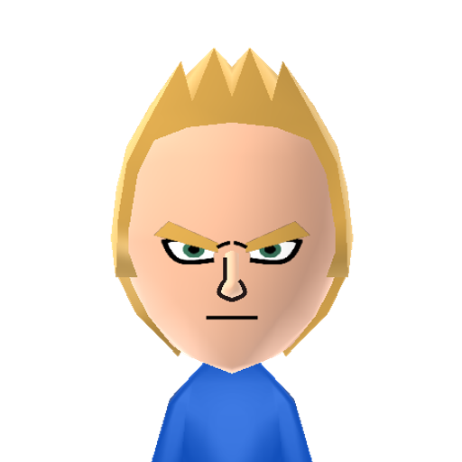 ssj2vegeta Mii character: Vegeta from "Dragon Ball" as a Super Saiyan 2, no longer controlled by Bibidi.