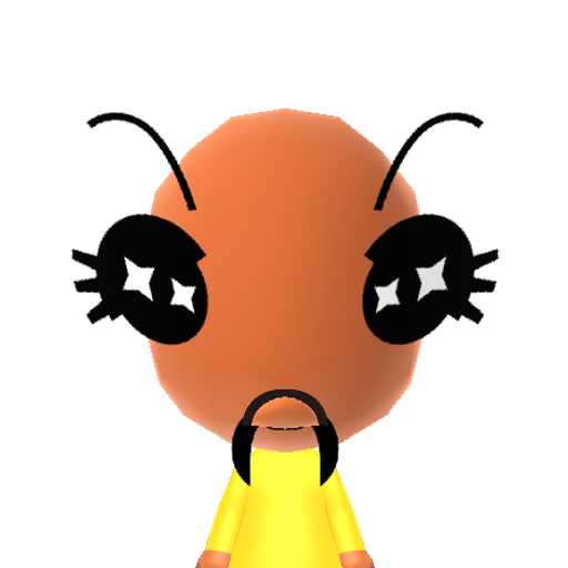 A Bee Mii character: Bees are winged insects but this one is in mii form.