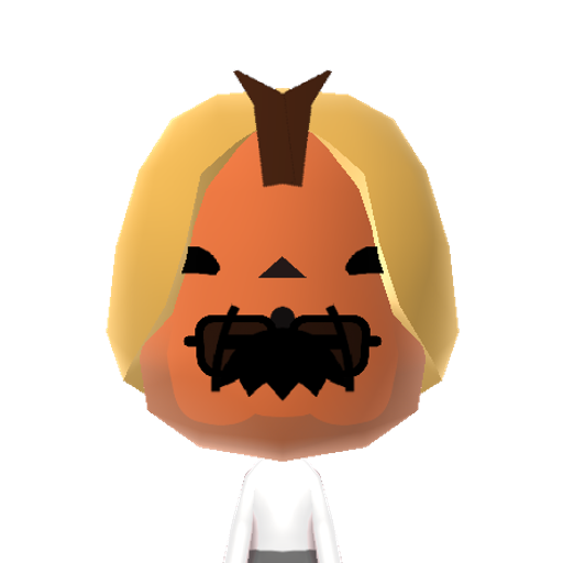 Pumpkin Mii character: A freshly carved Jack-o'-lantern, complete with pumpkin stem.