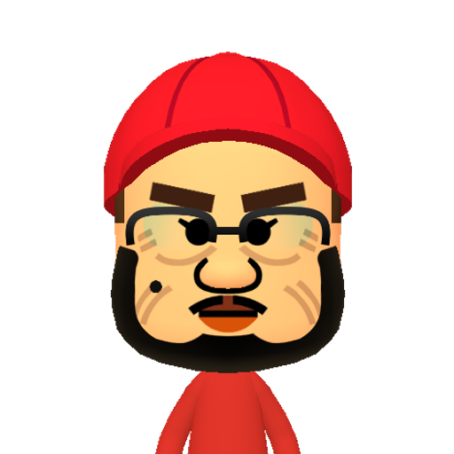 TexBeard Mii character: This Mii is from the Switch SDK as a SampleDB Mii.