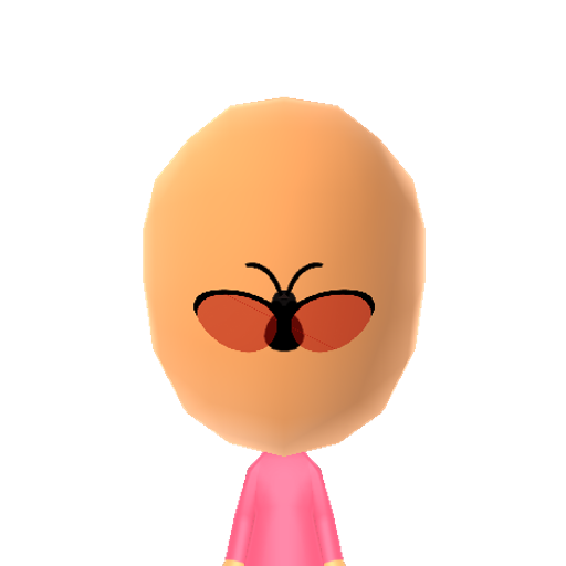 Butterfly Mii character: A butterfly on the face of a Mii.