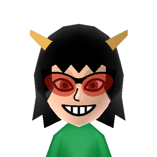 Terezi Mii character: One of the Post-Scratch trolls from the webcomic "Homestuck". Her chumhandle is gallowsCalibrator, her god tier is Seer of Mind, and her zodiac sign is Libra.