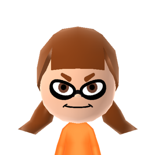 Orange Mii character: Squid girl from the game "Splatoon".