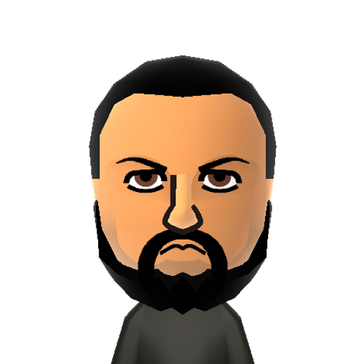Damien S Mii character: Professional wrestler and self-described Intellectual Savior of the Unwashed Masses. "You're welcome!"