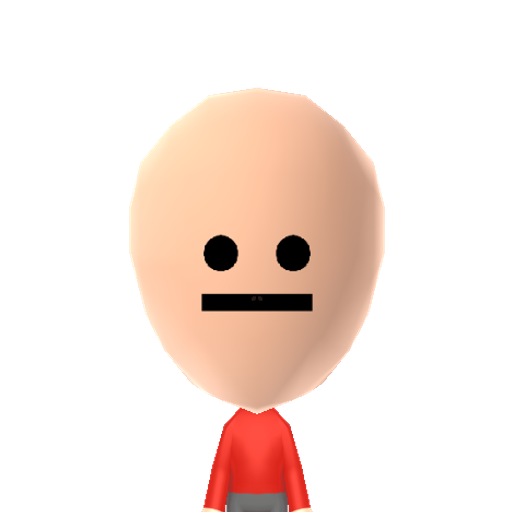 :| Mii character: This is a Mii uploaded for the 3DS version and distributed by Mii Central for both the 3DS and Switch versions of Miitopia.