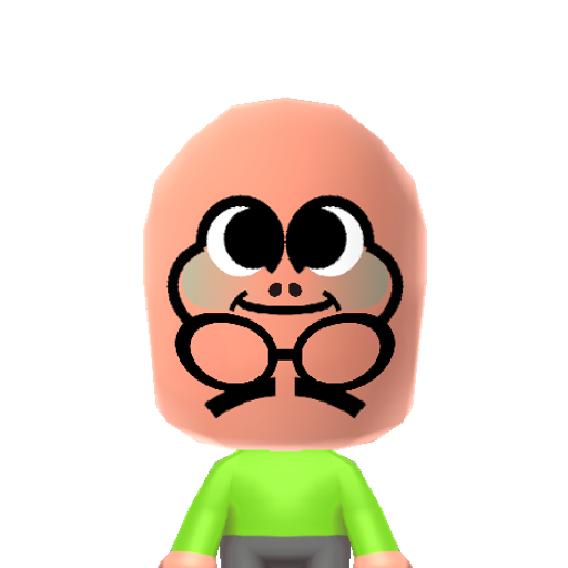 Froggy Mii character: A frog on the face of a Mii.