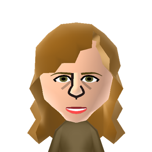 Pam Beesly Mii character: Character from the TV comedy series "The Office". Played by the actress Jenna Fischer.