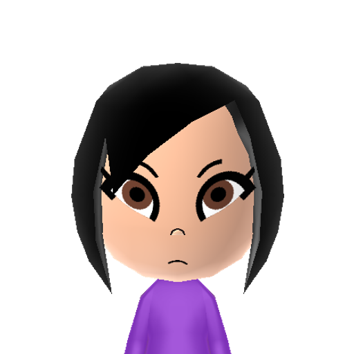 Shinobu Mii character: Your disciple who fires you from a cannon in the Streetpass Mii Plaza game "Ninja Launcher"