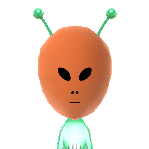 Alien Mii character: An alien type mii that was found shared around on social media.