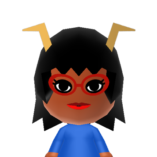 Aranea Mii character: Pre-scratch troll from "Homestuck". Has cerulean blood, and bears the scorpio symbol.
