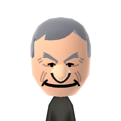 HughHefner Mii character: The founder and head of Playboy.
