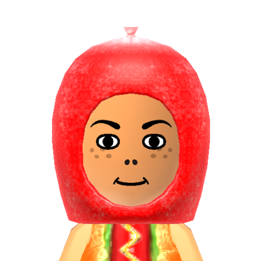 Hot Dog Mii character: A Mii posted by the official Nintendo Facebook account in 2014