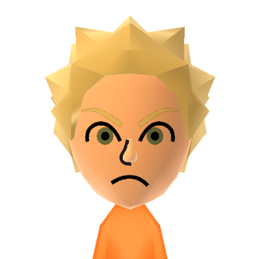 9TC Naruto Mii character: Naruto, after he activates the chakra of the nine tailed beast, Kurama.