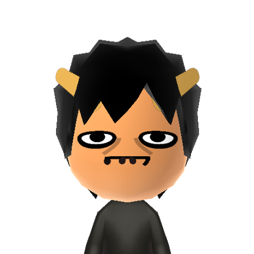 Karkat Mii character: A crabby troll from the webcomic "Homestuck".